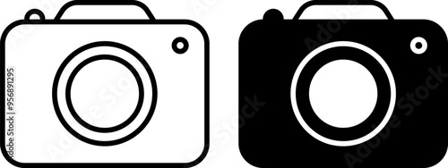 Photo camera icon set. Camera in flat style. Social media icons. Photography. Vector isolated on transparent background