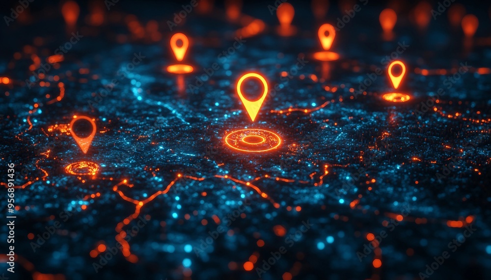 Navigational Precision: The Power of GPS Technology, detailed world map with GPS satellites orbiting above Navigational Precision: The Power of GPS Technology, detailed world map with GPS satellites orbiting above