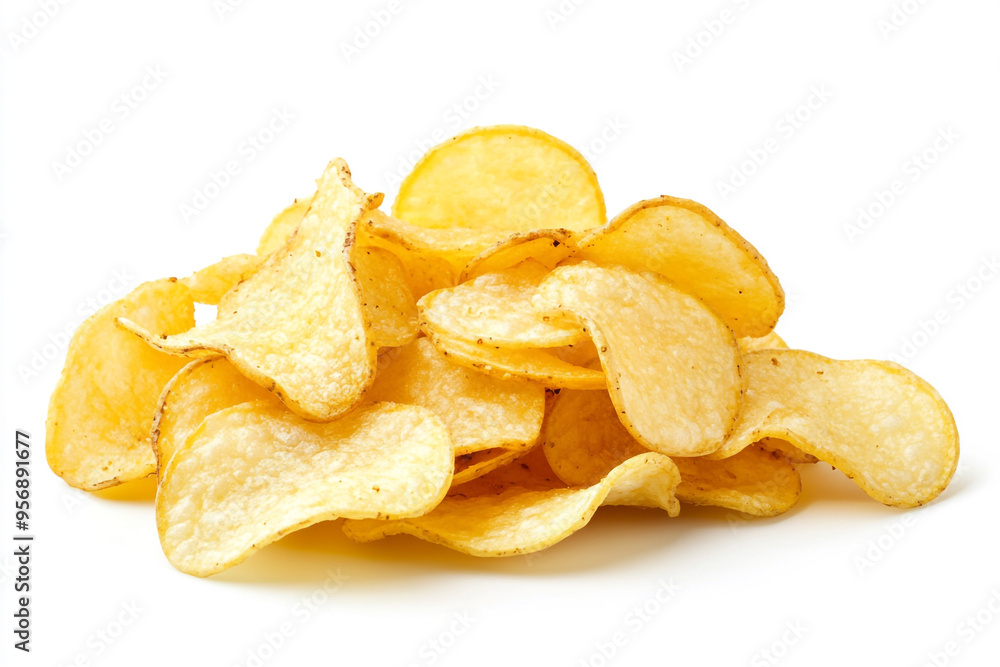 Pile of ordinary potato chips isolated on a white background Pile of ordinary potato chips isolated on a white background