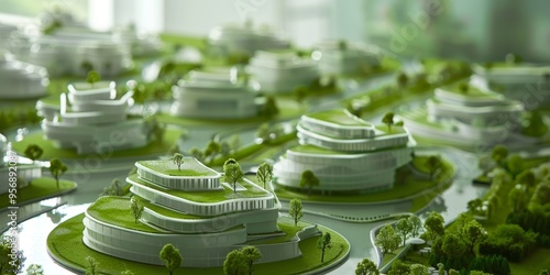 Wallpaper Mural An architectural model of a sustainable city with green roofs and eco-friendly building materials Torontodigital.ca