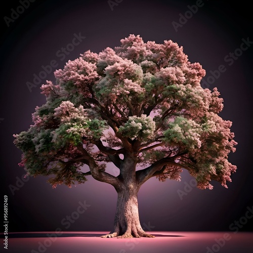 A stunning 3D illustration of a California Black Oak. capturing its majestic presence and intricate details. photo