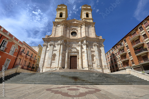 Baroque Church of St. Anne in the Stampace district, Cagliari, Sardinia, Italy photo