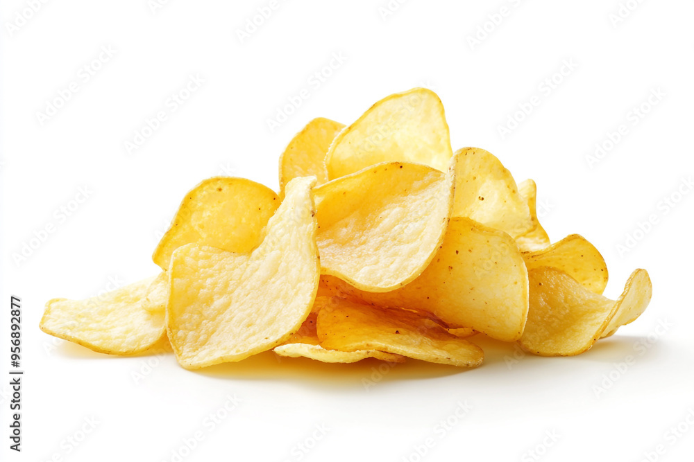 Pile of ordinary potato chips isolated on a white background Pile of ordinary potato chips isolated on a white background