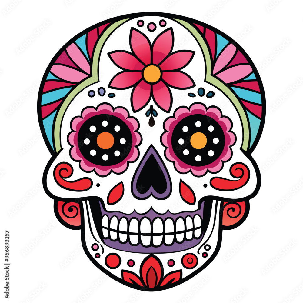 day of the dead skull vector illustration on white background day of the dead skull vector illustration on white background