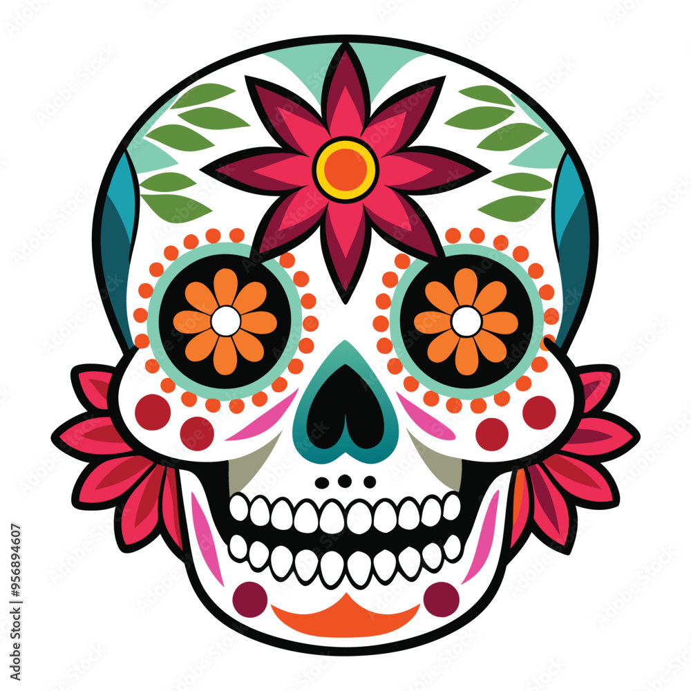 day of the dead skull vector illustration on white background day of the dead skull vector illustration on white background