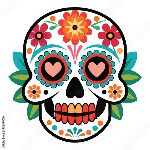 day of the dead skull vector illustration on white background