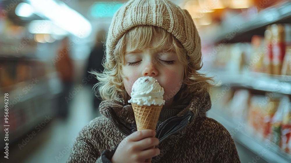 A Blushing Boy's Sweet Moment: A Child's Joy in a Winter Wonderland - crying A Blushing Boy's Sweet Moment: A Child's Joy in a Winter Wonderland - crying