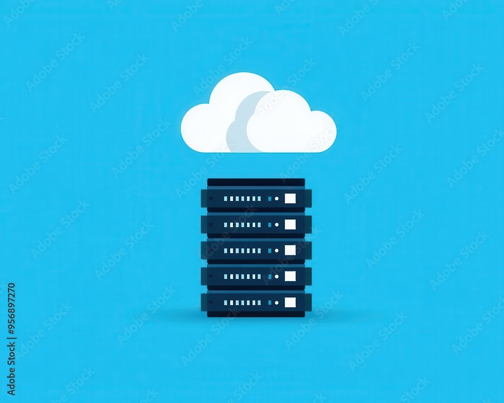 Virtual private server, cloud integration, flat design illustration Virtual private server, cloud integration, flat design illustration