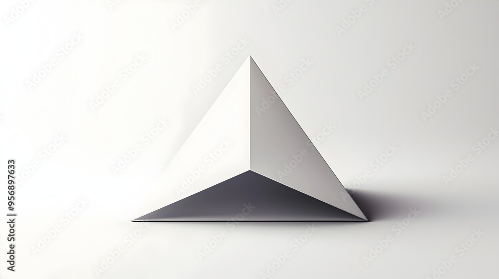 Solitary Grey Geometric Triangle Pyramid Shape in Minimalist Studio Scene Solitary Grey Geometric Triangle Pyramid Shape in Minimalist Studio Scene