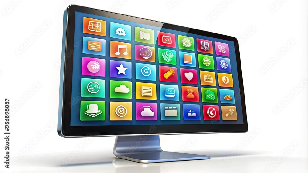 computer screen display colorful icons computer screen display colorful icons