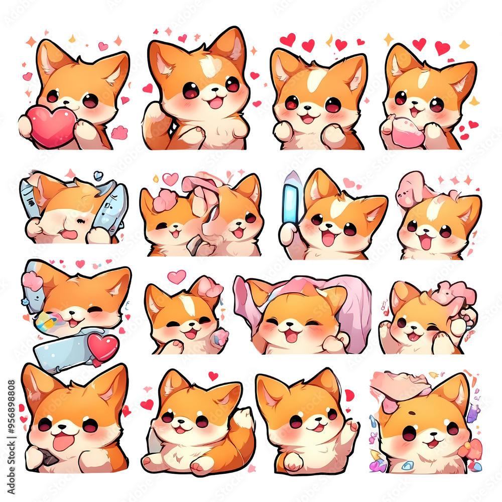 Sticker corgi dog Kawai theme Sticker corgi dog Kawai theme