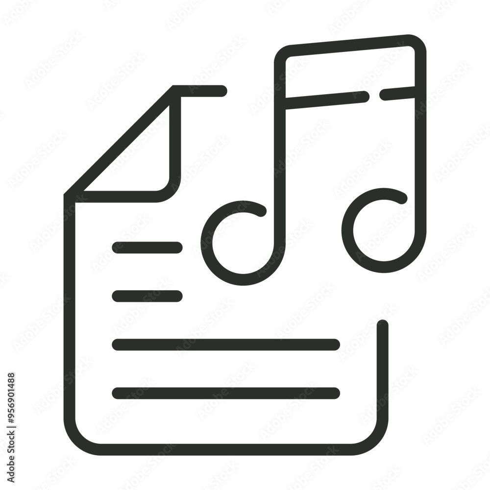 Music file icon, Music band symbol outline icon, editable vector illustration and transparent graphic element. Isolated on white background Music file icon, Music band symbol outline icon, editable vector illustration and transparent graphic element. Isolated on white background