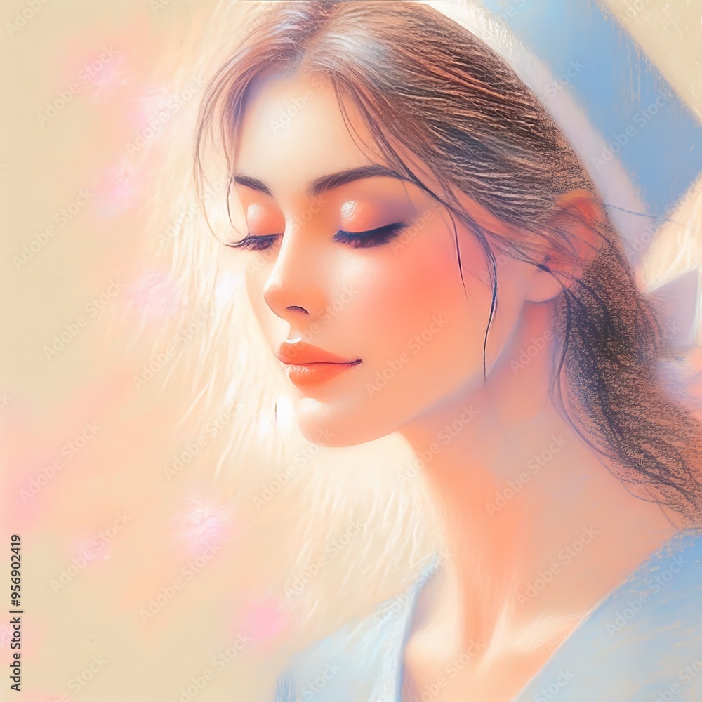 Soft Pastels A soft delicate portrait of a nurse with gentle col Soft Pastels A soft delicate portrait of a nurse with gentle col