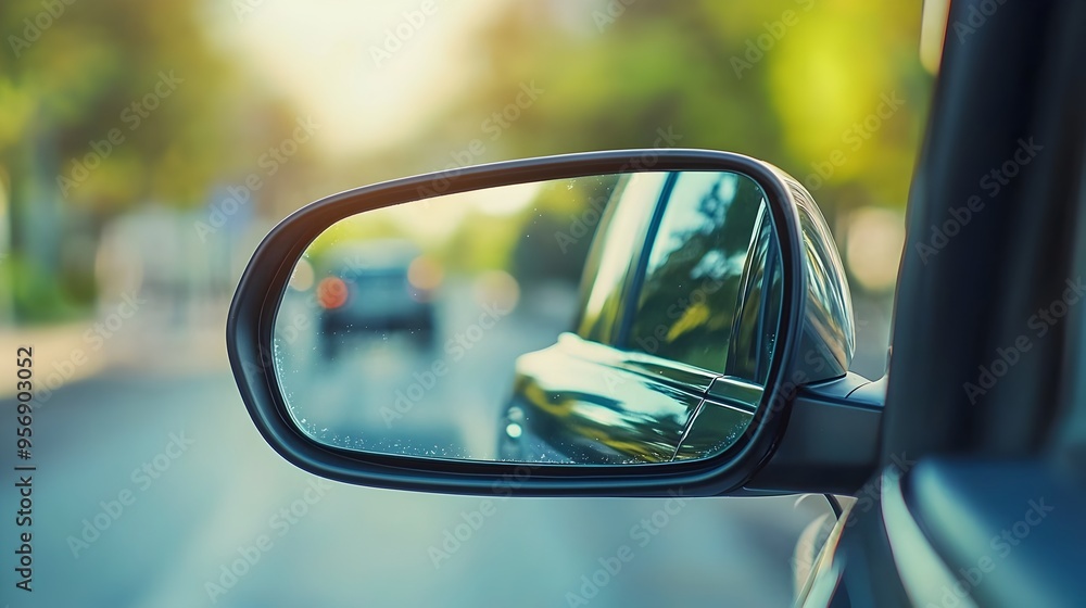 Minimalist Reflection of Hidden Vehicle in Side Mirror Emphasizes Driving Caution Minimalist Reflection of Hidden Vehicle in Side Mirror Emphasizes Driving Caution
