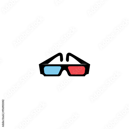 Color 3d glasses icon isolated on white background