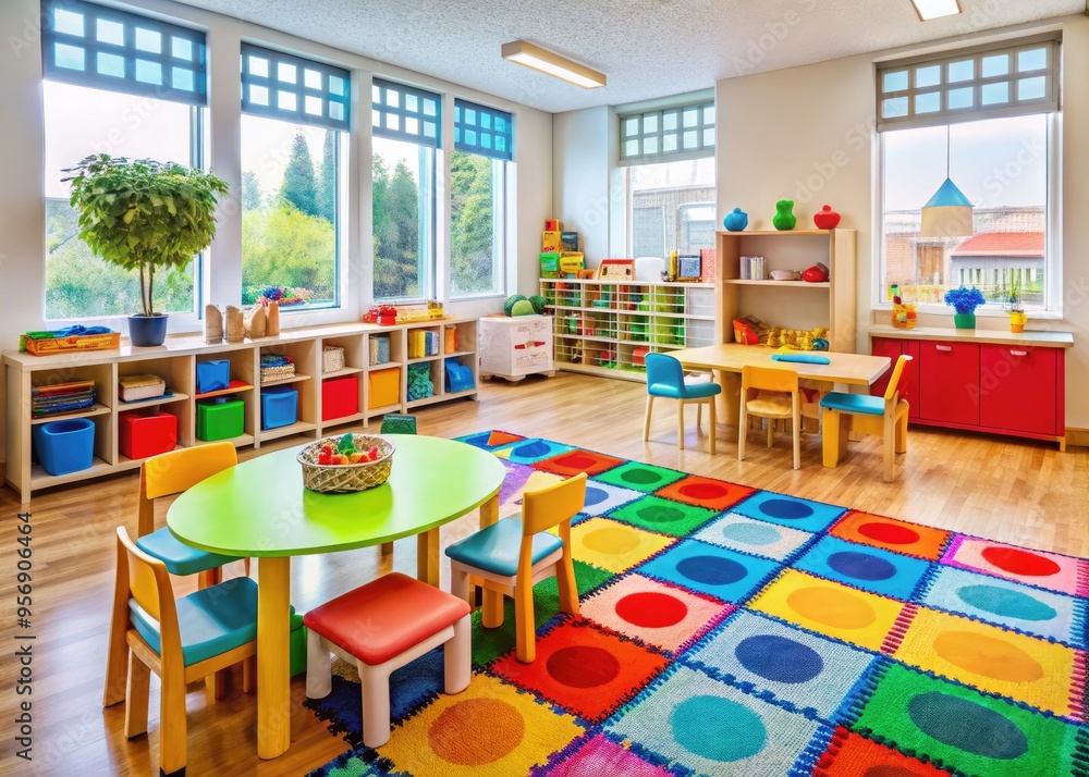 Playful Preschool Space with Bright Colors and Bold Patterns Playful Preschool Space with Bright Colors and Bold Patterns