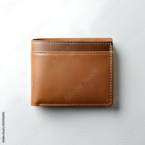 A high quality. closed brown leather wallet isolated on a white background.