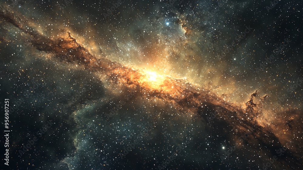 A cosmic nebula filled with stars and dust clouds creates a mesmerizing, otherworldly scene. A cosmic nebula filled with stars and dust clouds creates a mesmerizing, otherworldly scene.