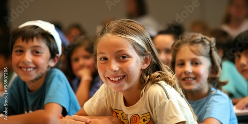 A spelling bee competition with young contestants spelling challenging words to win a competitive contest