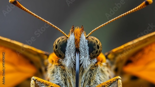 Close-up of a butterfly's head and antennae photo