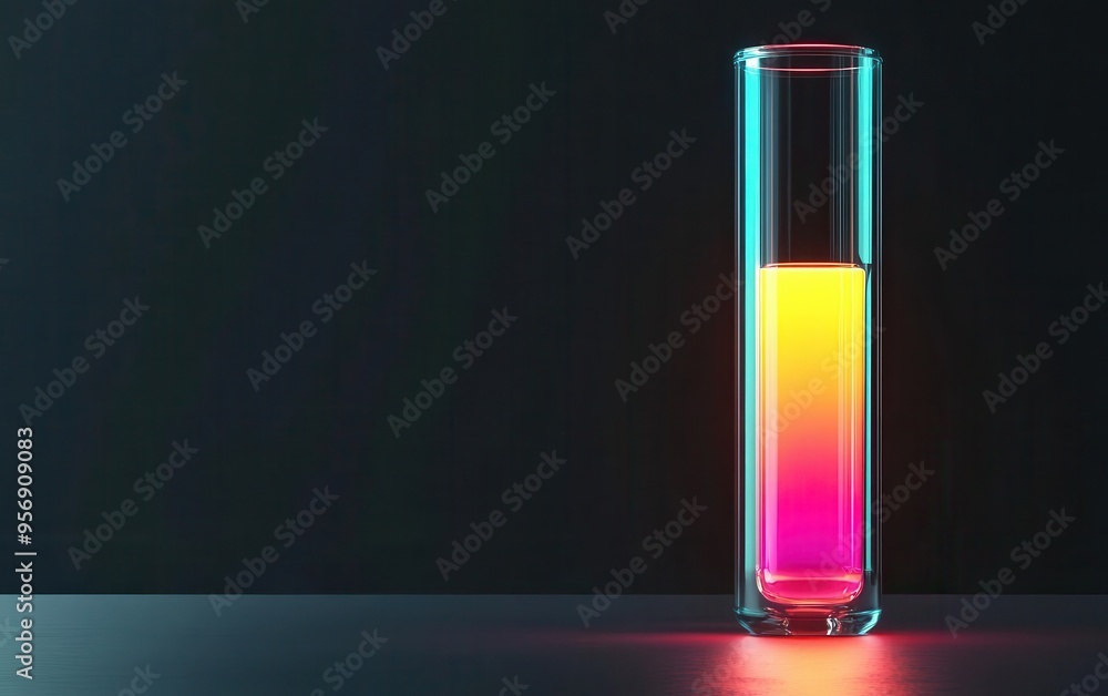 A test tube filled with vibrant neon liquid glowing in a dark lab, modern scifi theme, test tube, neon liquid, scifi lab, glowing liquid A test tube filled with vibrant neon liquid glowing in a dark lab, modern scifi theme, test tube, neon liquid, scifi lab, glowing liquid