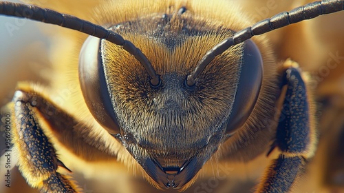 Close-up Portrait of a Honey Bee's Face