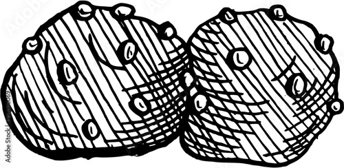 hand drawn sweet dessert food. French Bakery pastry collection with traditional clip art bundle. Vintage vector illustration. Chouquettes 