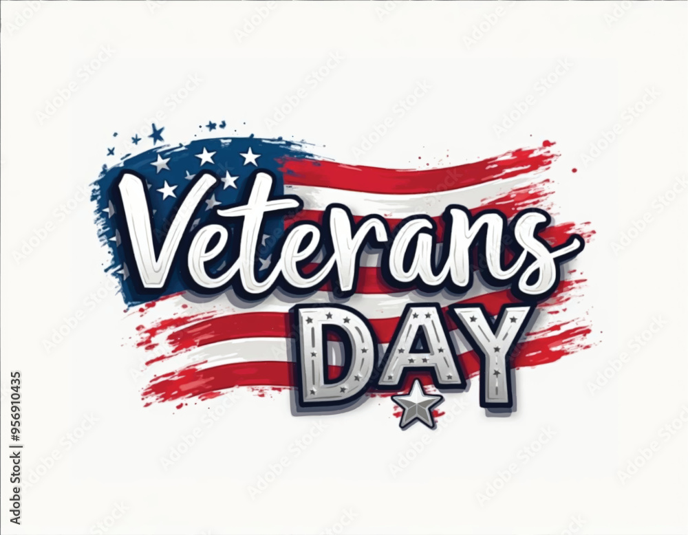 Naklejka premium a poster for us federal holiday with a stylized american flag and stars with the words veterans day