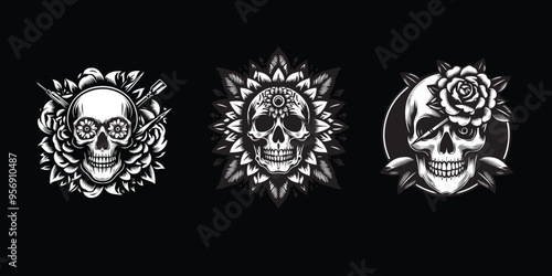 set skull design vector illustration