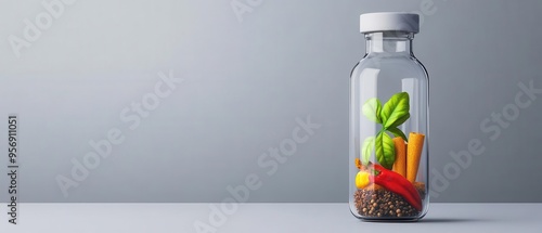 Test tube with colorful spices floating inside, culinary science fusion, test tube, spices, culinary science, floating photo