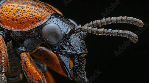 Close-up of a Beetle's Head and Antennae