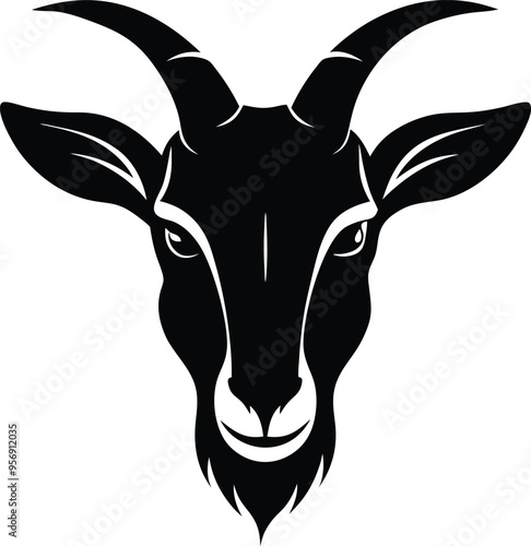 a-silhouette-goat-head-with-white-background (3).eps photo