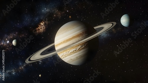 Close-Up of Gas Giants: A close-up view of the solar system’s gas giants—Jupiter, Saturn, Uranus, and Neptune—floating majestically in space.

