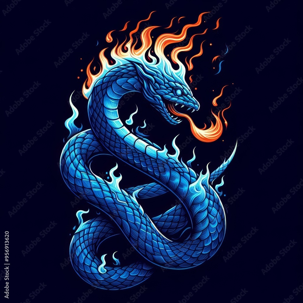 Obraz premium blue dragon fire