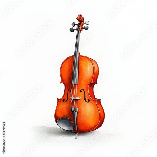 A beautifully crafted violin showcasing its elegant curves and rich color, perfect for music-themed art and design projects. photo