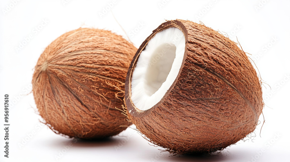 Delicious coconuts, isolated against a white background. Delicious coconuts, isolated against a white background.