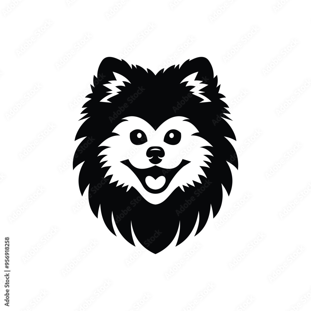 Pomeranian Face, Dog Face black Pomeranian vector Pomeranian Face, Dog Face black Pomeranian vector