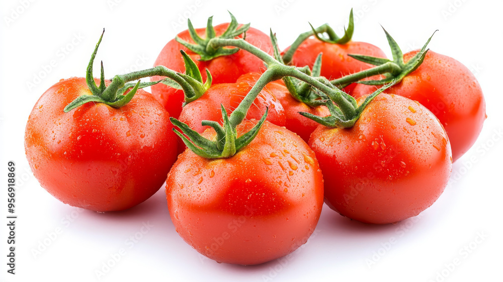 Delicious red tomatoes, isolated against a white background. Delicious red tomatoes, isolated against a white background.