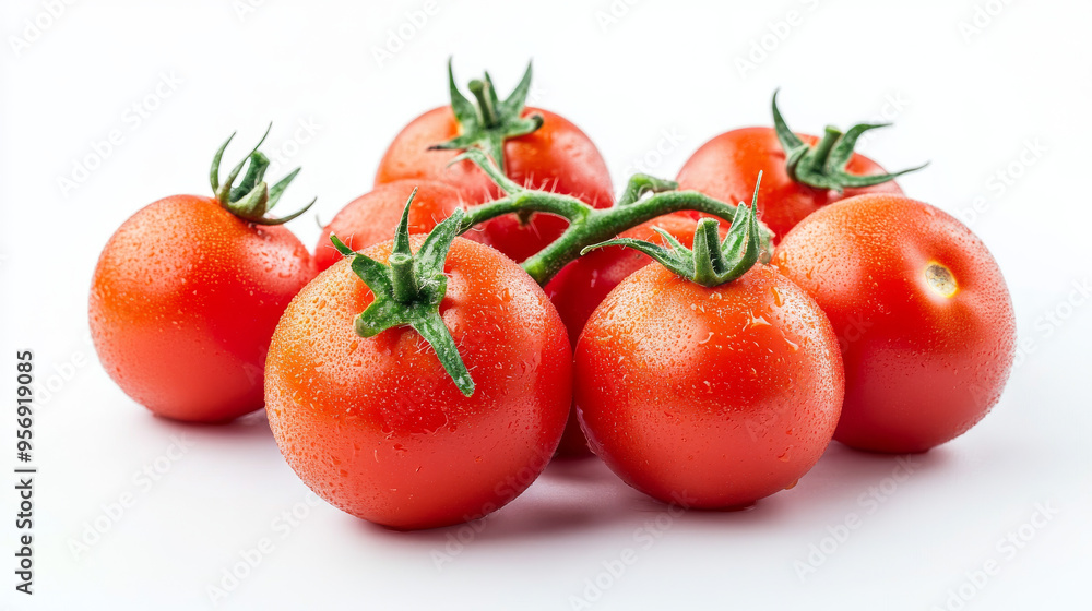 Delicious red tomatoes, isolated against a white background. Delicious red tomatoes, isolated against a white background.