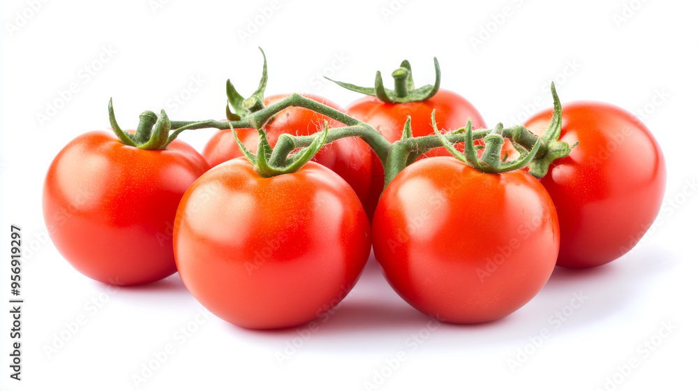 Delicious red tomatoes, isolated against a white background. Delicious red tomatoes, isolated against a white background.