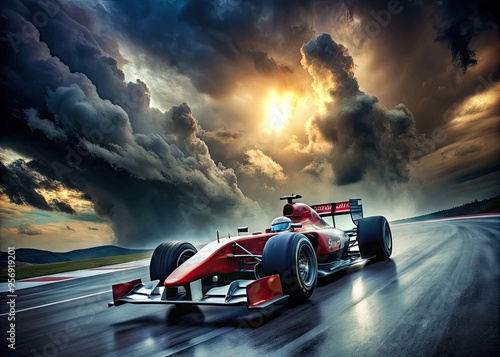 Racing Lightning Stormy Skies
