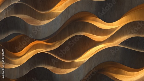 Background decoration wood shape wooden 3D panel smooth wave paneling black architectural beige vintage hardwood art halfround : Stock image photo