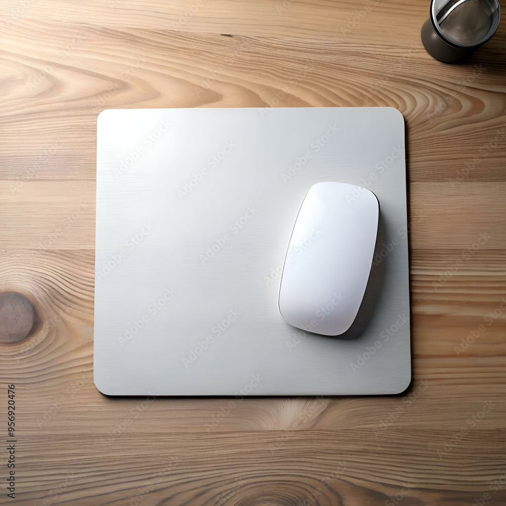 A modern white computer mouse rests on a sleek silver mousepad. showcasing a clean and minimalist workspace. A modern white computer mouse rests on a sleek silver mousepad. showcasing a clean and minimalist workspace.