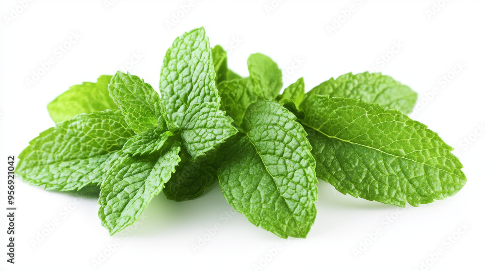 Fresh mint leaves, isolated on a white background. Fresh mint leaves, isolated on a white background.