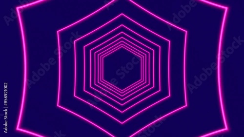 Endless Loop Abstract Sci-Fi Animation of Neon Geometric Shapes, Polygons, and Lines in 4K