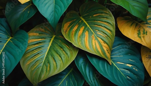 Wallpaper Mural Colorful autumn leaves in seamless pattern with vibrant hues in nature-inspired abstract art design.Nature’s Palette: Abstract Leaves in Bold Hues 4 Torontodigital.ca