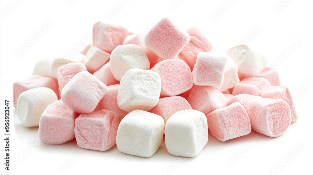 Heap of delicious marshmallows, piled together, isolated on a white background. Heap of delicious marshmallows, piled together, isolated on a white background.