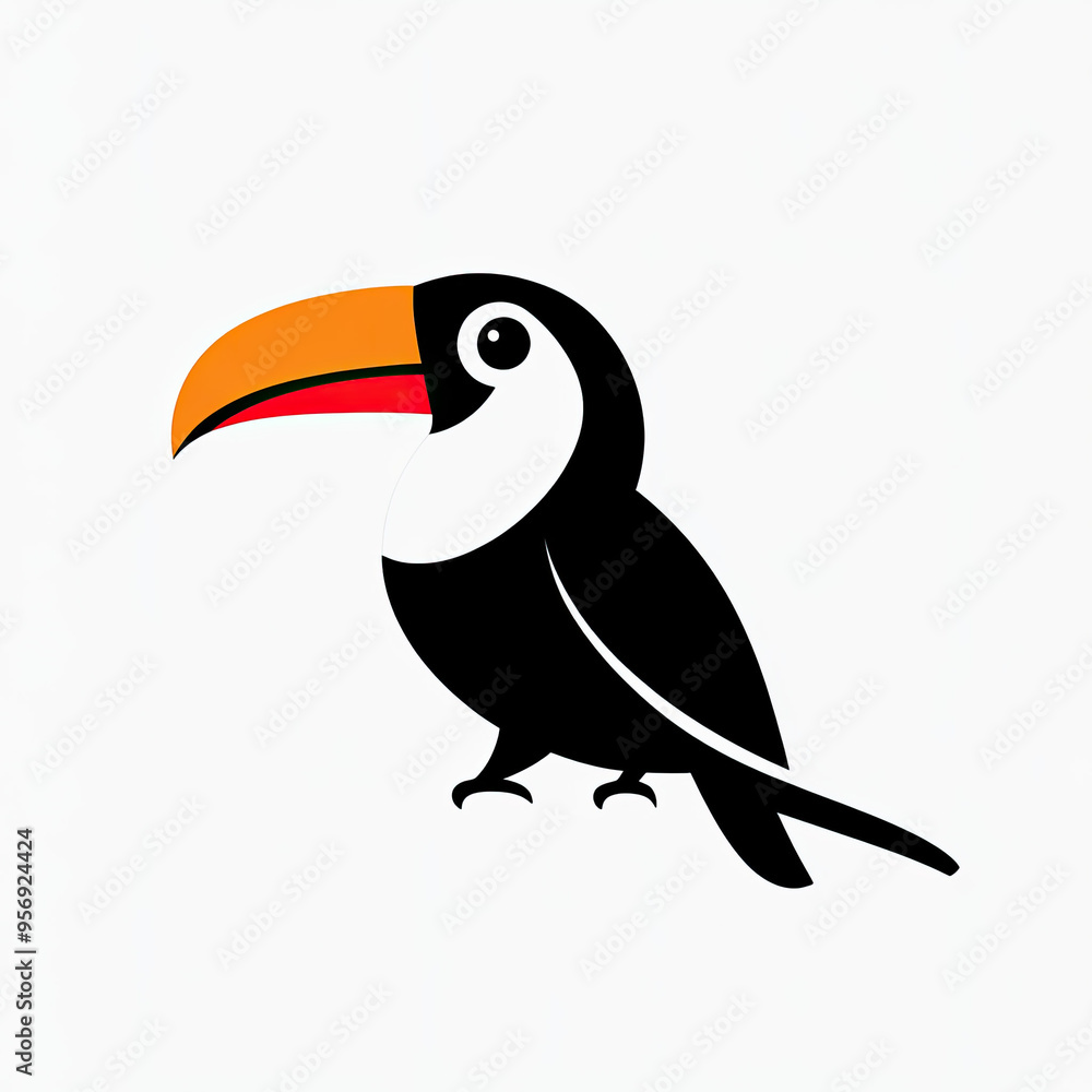 Naklejka premium Beautiful Toucan Logo, Tropical Bird Design for Your Corporate and Business Graphic Resource or Creative Project, Ai Generative