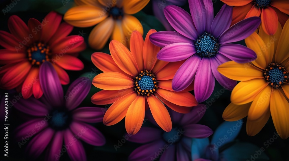 Vibrant close-up of colorful flowers Vibrant close-up of colorful flowers