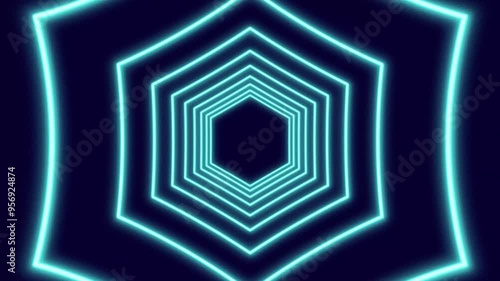 Endless Loop Abstract Sci-Fi Animation of Neon Geometric Shapes, Polygons, and Lines in 4K